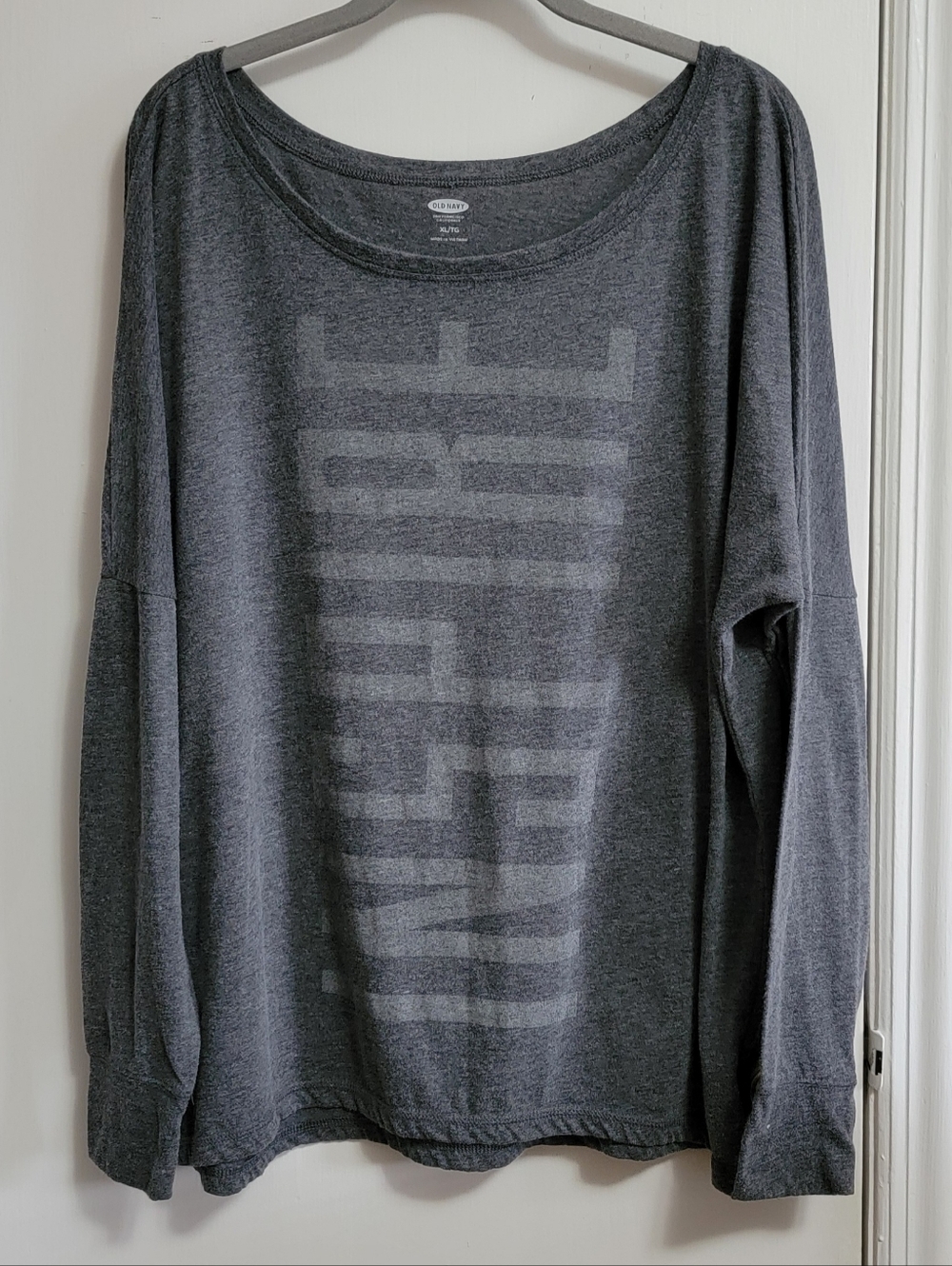 Old Navy 2-tone gray "INSPIRE" long-sleeved tee